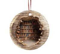 Décoration d'arbre de Noël - Pendentif de livre en céramique fait à la main - Ornement festif inspiré de la bibliothèque classique - Suspensions de fréquence de collection - Pour bureau à domicile