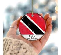 Décoration d'arbre de Noël Trinité-et-Tobago - Drapeau d'Amérique latine - Asie - Afrique - Drapeaux à suspendre - Décorations de sapin de Noël - Pendentif unique en céramique pour amis, collègues
