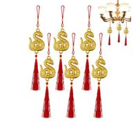 Décoration d'arbre de serpent - Pendentif à suspendre - Année des ornements de serpent - Décoration de serpent chinois - Ornements de serpent - Pendentif de voiture « Année du serpent » avec pompons