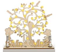 Décoration d'arbre de Vie, Emballage Cadeau en Argent LED, Arbre à Argent en Boisde Mariage, Personnalisable, Cadeau d'anniversaire, pour Hommes, Femmes, Jeunes Mariés(B)