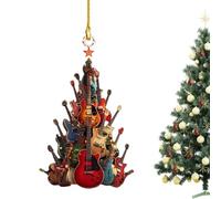 Décoration d'arbre Festive - Professeur de Musique de Noël - Décoration de Sapin de Noël - Guitare en Bois - Instrument de Musique - Décoration de Vacances Festive pour Les Musiciens