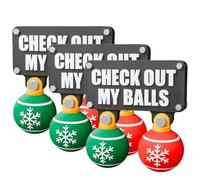 Décoration d'attelage de Noël Humoristique « Regardez Mes Boules », Ornement d'attelage sur Le thème de Noël, Cache-attelage pivotant pour remorque, Accessoire Festif et Original (3PCs)