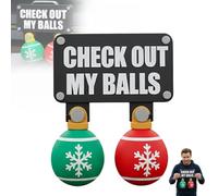 Décoration d'attelage de remorque sur Le thème de Noël, « Regardez Mes Boules ! » Décoration Humoristique Rouge et Verte, 2025. Nouveau Cache-attelage imprimé en 3D de 5 cm (1SET)