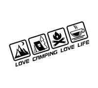Décoration d'autocollants de voiture, décoration d'autocollants de voiture, LOVE CAMPING LOVE LIFE Autocollants imperméables pour pare-brise arrière - Décalcomanies de carrosserie de véhicule
