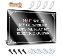 Décoration d'automne d'extérieur - Panneau mural de camping avec inscription « I Love It When My Girlfriend Let's Me Play My Electric Guitar » - Grande décoration murale rustique (30 x 40 cm)