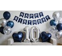 Décoration de 10e anniversaire pour garçons, bannière de 10e anniversaire pour garçons, grand chiffre 10 en feuille d'aluminium pour enfants de 10 ans, garçons à double chiffre (10e)