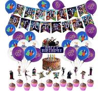 Décoration de Anniversaire Hôtel Transylvanie Ballons Bannière de Joyeux Anniversaire Topper de Gâteau Ballons de Baudruche pour Enfants Fournitures de Fête D'anniversaire Thème Anime