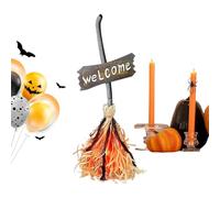Décoration de Balai de sorcière - Balai Volant de sorcière d'halloween éclairé | Ornements de Marche avec Son de Rire pour Une scène de Maison hantée intérieure et extérieure Festive