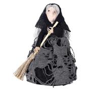 Décoration de balai de sorcière effrayante - balai d'horreur pour Halloween | Décoration d'Halloween avec sorcière vivante | Idéal pour la maison et les fêtes.