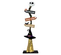 Décoration de balai d'Halloween - Éclairage effrayant à piles - Panneau de jardin squelette sorcière - Pour fête de vacances, maison, intérieur, extérieur, jardin, terrasse, entrée, trottoir
