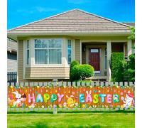 Décoration de Bannière de Pâques, 118''x19.6'' Bannière Joyeuses Pâques pour Easter Jardin Extérieur Décoration