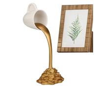 Décoration de bar à café : tasse flottante de pièces d'or de 15,2 cm, sculpture d'éclaboussure en résine, de table, caractéristique amusante de longue queue de café originale | Accent exclusif de