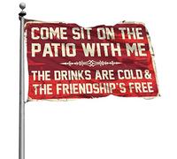 Décoration de bar à la maison avec inscription « Come Sit On The Patio With Me The Drinks Are Cold And The Friendship Is Free » - Décoration d'automne et de cour pour adolescents (120 x 180 cm)