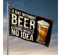 Décoration de bar amusante « A Day Without Beer Is Like Kidding Myself ». Drapeau décoratif pour chambre à coucher, arrière-cour (120 x 180 cm)