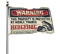 Décoration de bar amusante avec avertissement « This Property Is Protected By A Highly Trained Hedgehog Flag Man Cave Decor Flags For The Boys » (30 x 45 cm)
