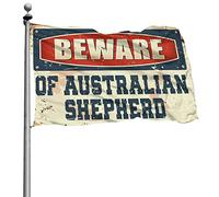 Décoration de bar amusante « Beware of Australian Shepherd Flag Man Cave Decor Flags For The Boys » (152 x 244 cm)