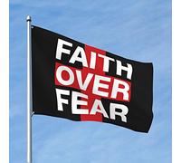 Décoration de bar amusante Faith Over Fear Bible Verse Drapeau Man Cave Decor Drapeaux pour les garçons (30 x 45 cm)