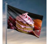 Décoration de bar amusante Un délicieux gâteau superposé avec glaçage rose. Drapeau pour décoration de chambre d'homme Tiki Bar pour extérieur (152 x 244 cm)