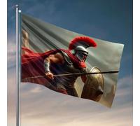 Décoration de bar amusante Un soldat romain en armure complète, prêt pour la bataille. Drapeau pour décoration de chambre d'homme Tiki Bar pour terrasse extérieure (120 x 180 cm)