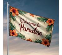 Décoration de bar amusante « Welcome To Paradise » : drapeau floral tropical, décoration de piscine, décoration de chambre d'adolescent (152 x 244 cm)