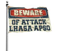 Décoration de bar Beware Of Attack Lhassa Apso Drapeau Man Cave Décorations de chambre (60 x 90 cm)