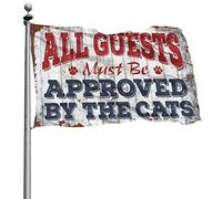 Décoration de bar d'arrière-cour avec inscription « All Guests Must Be Approved By The Cats » - Drapeaux cool - Décoration de dortoir pour filles (60 x 90 cm)