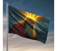 Décoration de bar de sport « An Elderly Man With Lightning Emanating From His Head Flag » (152 x 244 cm)