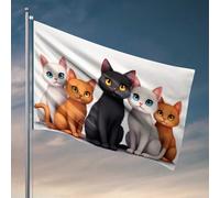 Décoration de bar de sport avec cinq chats mignons avec des yeux brillants pour salle de jeux et meubles de chambre à coucher (60 x 90 cm)