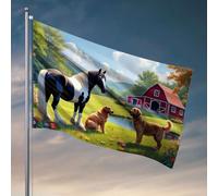 Décoration de bar de sport, cheval, chiens, grange, fleurs, champ vert. Drapeau de pêche, accessoires de bateau de pêche, décoration de chambre pour homme (152 x 244 cm)