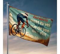 Décoration de bar de sport Ride Into The Unknown: A Cyclist'S Journey Through Nature Drapeau de bienvenue pour porche debout (152 x 244 cm)