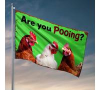 Décoration de bar d'extérieur « Are You Pooing » - Drapeau perspective de poulet - Décoration pour chambre à coucher (120 x 180 cm)