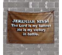Décoration de bar d'extérieur Jeremiah Nissi : Le Seigneur est ma bannière ; He Is My Victory In Battle Tapisserie extérieure Bar Decor Kawaii (100 x 150 cm)