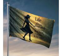 Décoration de bar d'extérieur Life Is About Finding Joy In The Rain Drapeau extérieur Signes et décorations d'été pour la maison (30 x 45 cm)