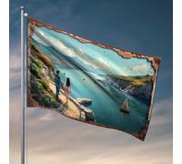 Décoration de bar d'extérieur romantique sur le chemin côtier serein pour décoration de porte de chambre (60 x 90 cm)