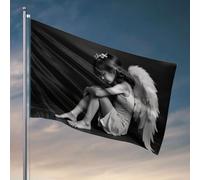 Décoration de bar en plein air « A Young Girl With Angel Wings Sits On The Floor » - Signes d'extérieur et décoration d'été pour la maison (152 x 244 cm)