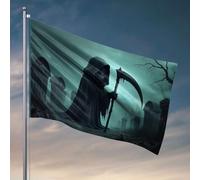 Décoration de bar en plein air, figurine squelettique dans une cape à capuche pouvant contenir un faux drapeau pour chambre d'adolescente ou de dortoir (60 x 90 cm)