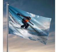 Décoration de bar en plein air, snowboarder qui vole au-dessus des sommets enneigés, drapeaux pour chambre d'adolescentes, filles, dortoir (120 x 180 cm)