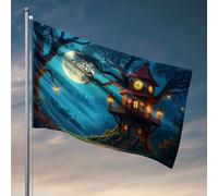 Décoration de bar en plein air Une cabane magique phosphorescente sous un drapeau de pleine lune pour l'extérieur et décoration d'été pour la maison (152 x 244 cm)