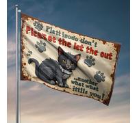 Décoration de bar extérieure Isodo: Please Don'T Let The Cat Out... Another What It Flag Decore For Room Door Decorations for Bedroom (152 x 244 cm)