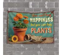 Décoration de bar extérieure « You Can'T Buy Happiness, But You Can Buy Plantes ». Tapisserie décorative amusante pour bar avec mots (75 x 100 cm)