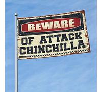 Décoration de bar pour arrière-cour Beware Of Attack Chinchilla Drapeau Cool Poster Drapeaux Dortoir Décoration pour filles (30 x 45 cm)
