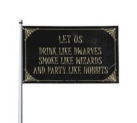 Décoration de bar pour arrière-cour « Let Us Drink Like Nains Smoke Like Wizards » et fête comme les Hobbits - Accessoires de bar pour la maison (120 x 180 cm)