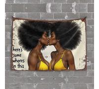 Décoration de bar pour la maison Amour et Affection : une célébration de la beauté des femmes noires Tapisserie choses pour chambre de garçon Accessoires de bar grotte homme (75 x 100 cm)