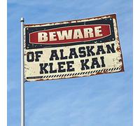 Décoration de bar pour la maison « Beware of Alaska Klee Kai » - Drapeau de jardin amusant - Décoration de chambre (120 x 180 cm)