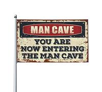 Décoration de bar pour la maison « Caution! You Are Now Entering The Man Cave Flag » Drapeau de jardin Décoration amusante de chambre (152 x 244 cm)
