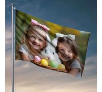 Décoration de bar pour la maison de deux filles avec des œufs de Pâques et un lapin. Drapeau amusant pour dortoir universitaire (152 x 244 cm)