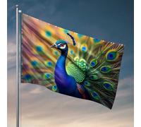 Décoration de bar pour la maison, drapeau coloré en plumes de paon, drapeaux cool pour dortoir, décoration de chambre à coucher (60 x 90 cm)