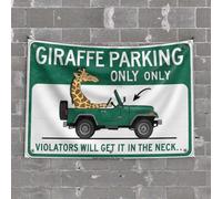 Décoration de bar pour la maison Girafe Parking Zone: Respect or Face A Neck-Full of Trouble! Tapisserie choses pour chambre de garçon Accessoires de bar Cave homme (100 x 150 cm)