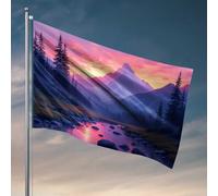 Décoration de bar pour la maison, montagne, coucher de soleil, réflexions dans la nature, drapeau pour adolescents, trucs de salle de bain (30 x 45 cm)
