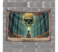 Décoration de bar pour la maison Tête de mort dans la forêt : une scène effrayante Tapisserie choses pour chambre de garçon Accessoires de bar Cave (100 x 150 cm)